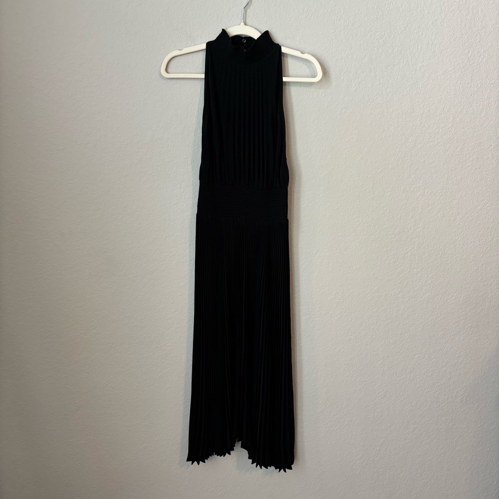 A.L.C. Renzo Black Matte Pleated Halter Midi Dress Size 0 - Picture 5 of 15